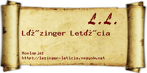 Lézinger Letícia névjegykártya